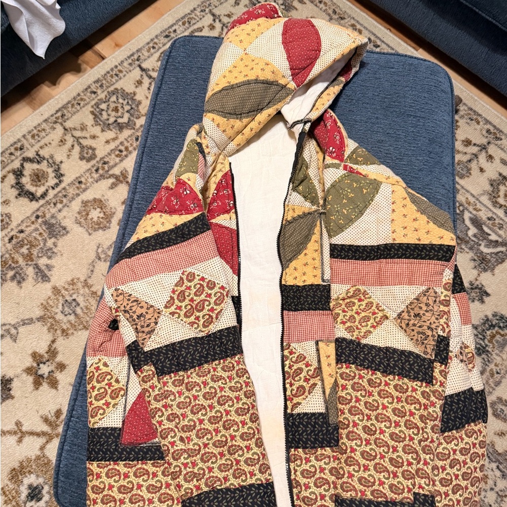 Colorful Patchwork Jacket Handmade from Vintage Q… - image 2